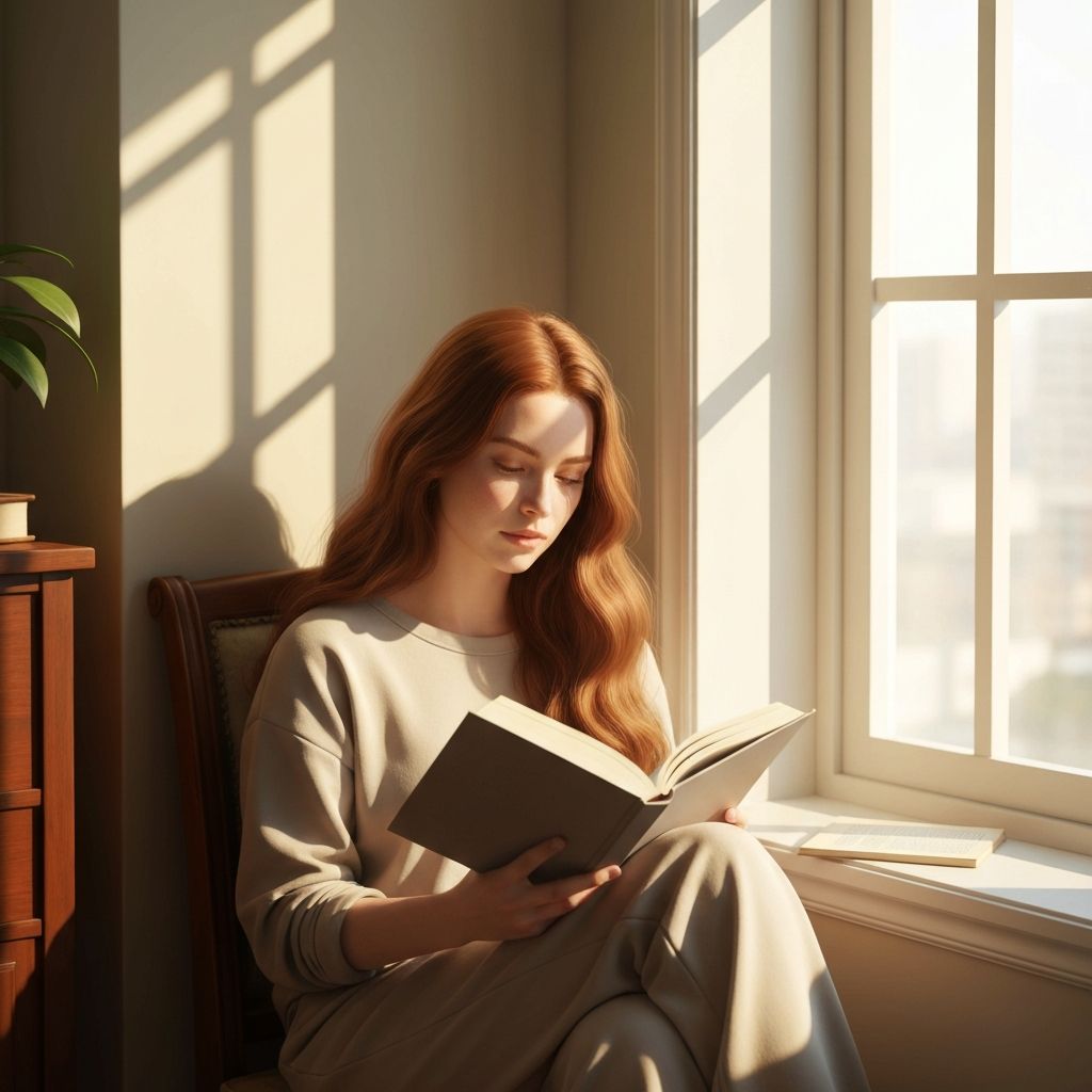 Person reading in peaceful setting